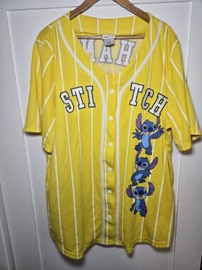 Disney Lilo and Stitch Yellow Pinstripe Baseball Jersey - Women’s 3X